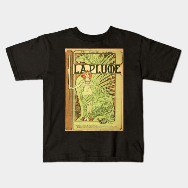 Alphonse Mucha Art Nouveau Design #1 Kids T-Shirt by AltrusianGrace